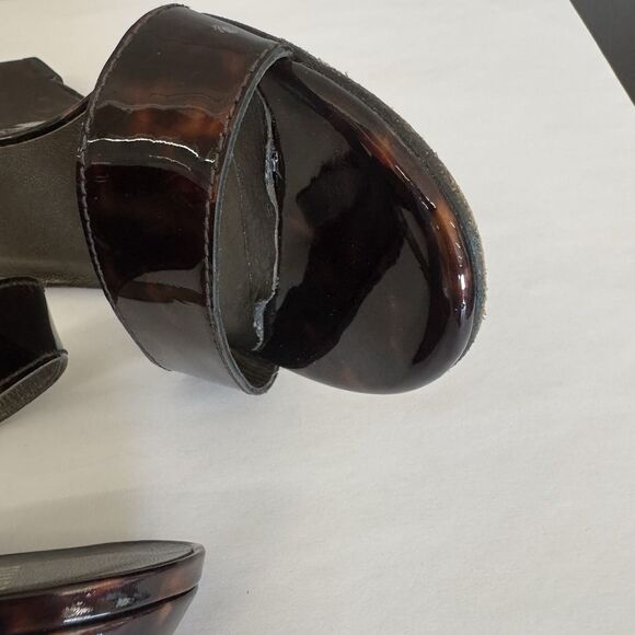 Stuart Weitzman Patent Leather Tortoise High Wedge Heel Sandals Women 10 M - Picture 5 of 16